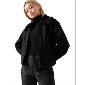Athleta Westbound Sherpa Jacket with Fur Trim in Black size 2X